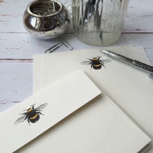 Writing paper with a Bumble Bee illustration