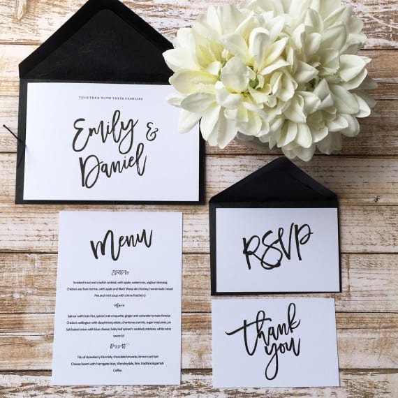 A modern style wedding invitation