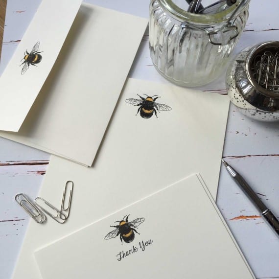 Thank you cards with a Bumble Bee illustration