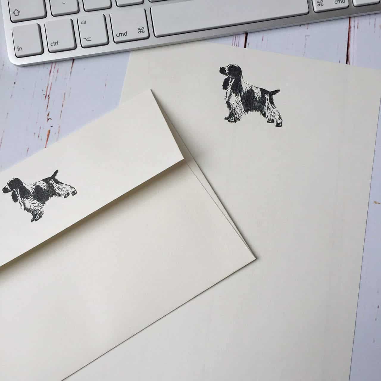 Writing paper with a Cocker Spaniel illustration