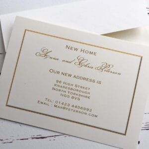 Gold effect change of address cards