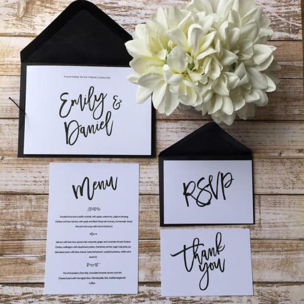 A modern freestyle wedding invitation