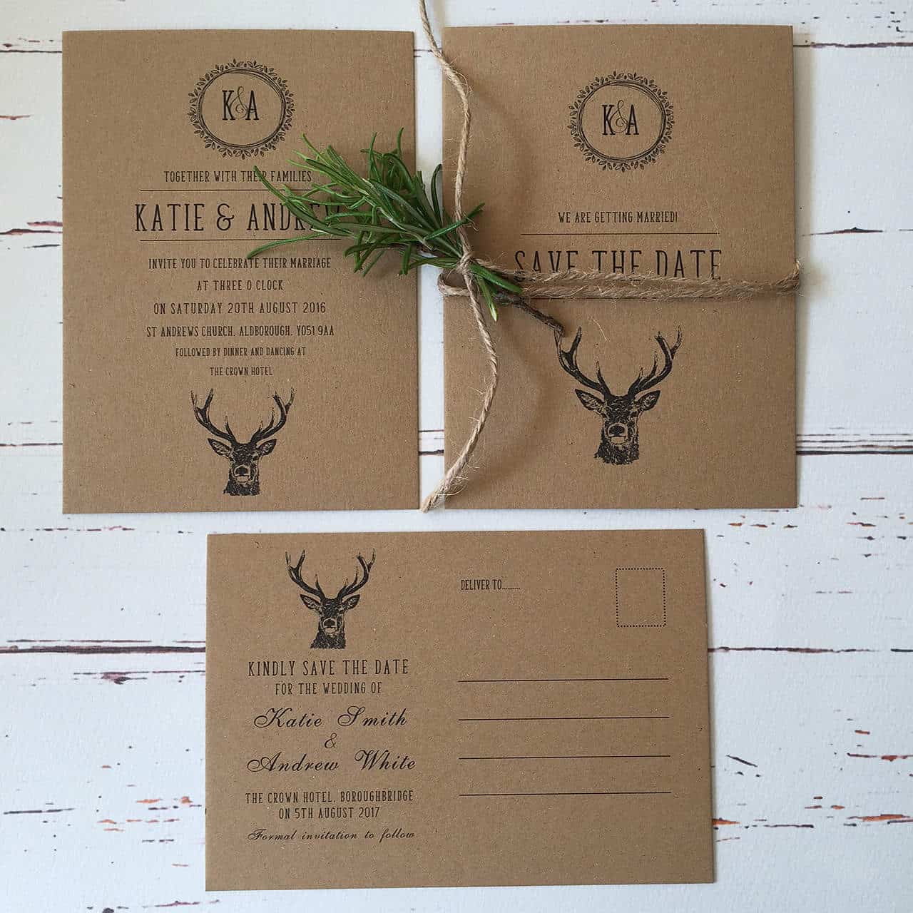 Rustic Wedding Invitations and Stationery - Wagtail Designs