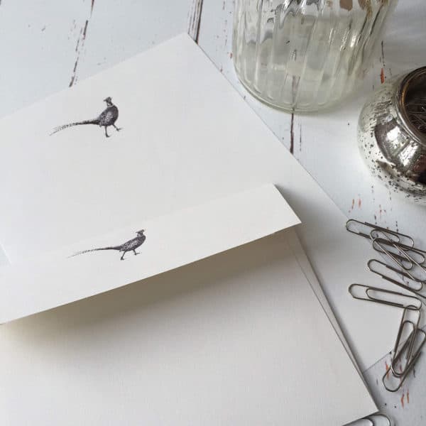 Writing paper with a Pheasant illustration