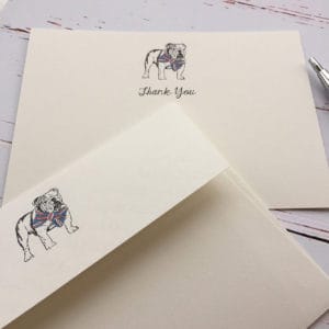 Thank you cards with a Bulldog illustration