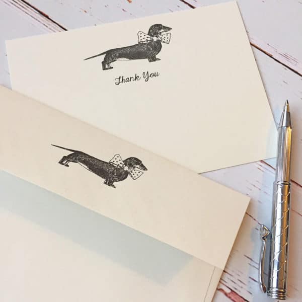 Thank you cards with a Dachshund illustration