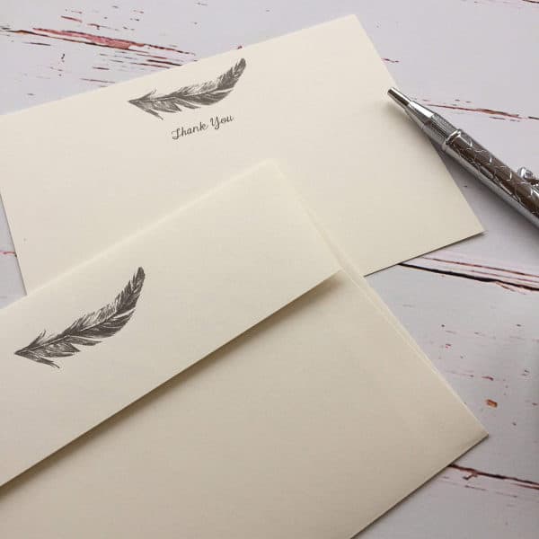 Thank you cards with a Feather illustration