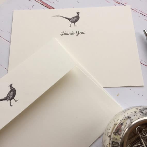 Thank you cards with a Pheasant illustration