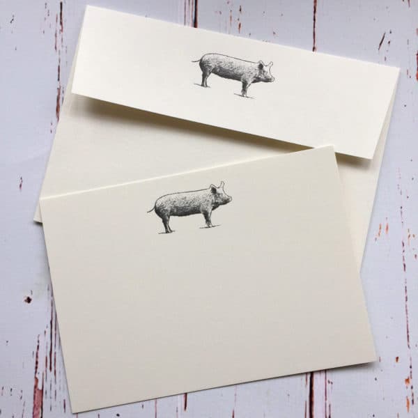 A pig notelet with matching envelope