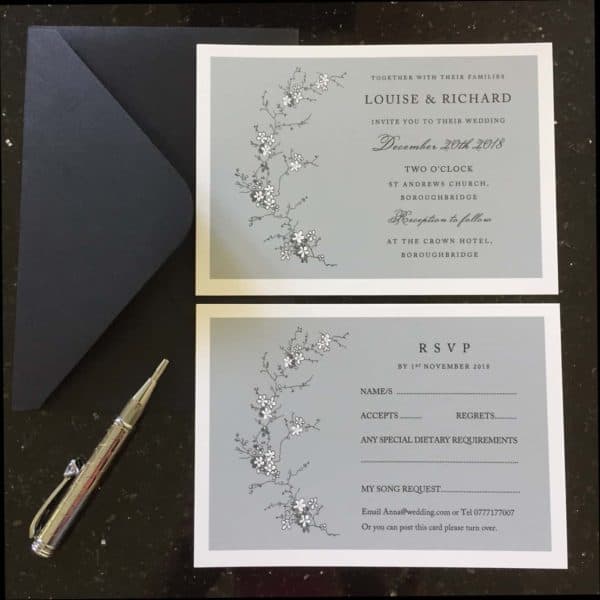 Grey Blossom Invitations