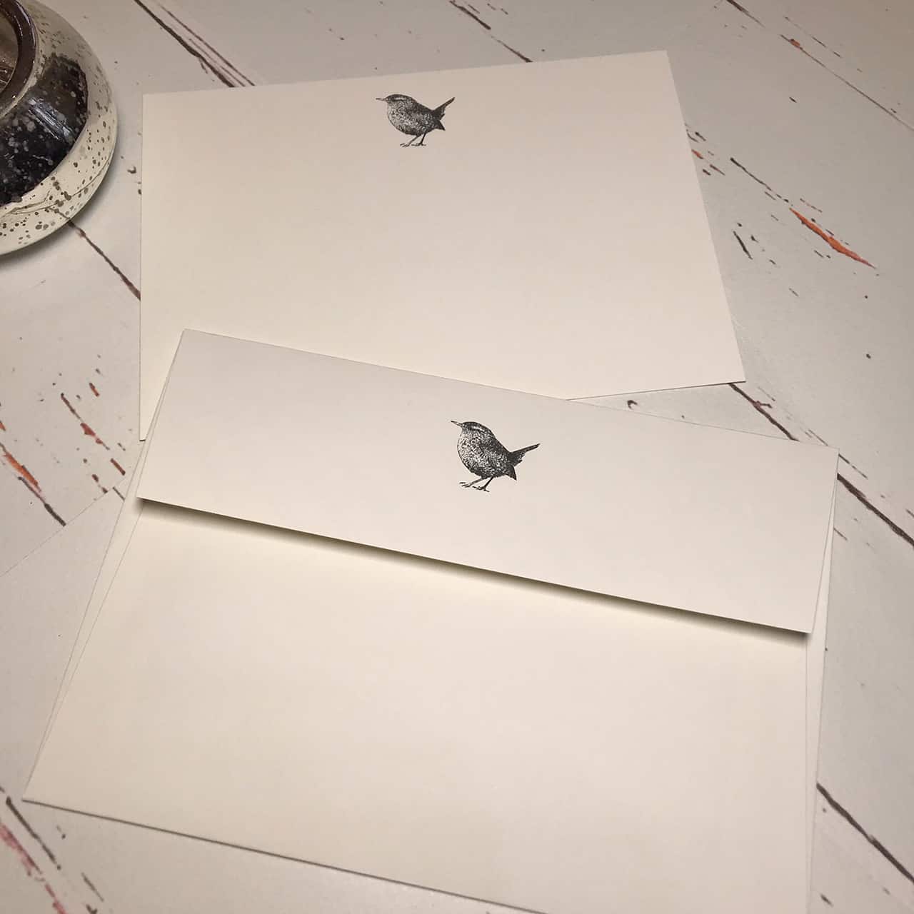 Wren notelets with matching envelopes